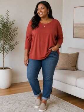 Torrid Super Soft Slub Jersey Top 4X Orange Short Sleeve Plus Size Tee